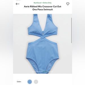 NWT L Long  Aerie Ribbed Mix Crossover One Piece bathing suit